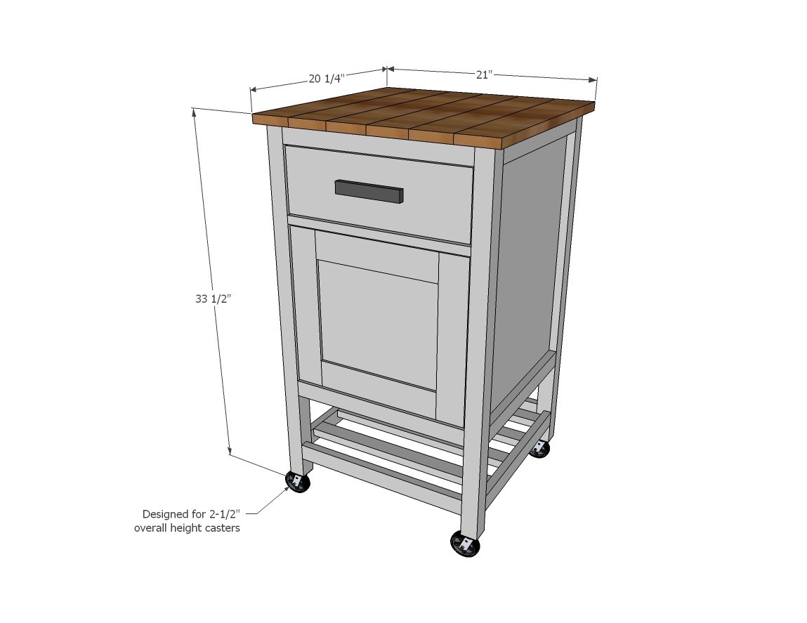 small kitchen island cart dimensions