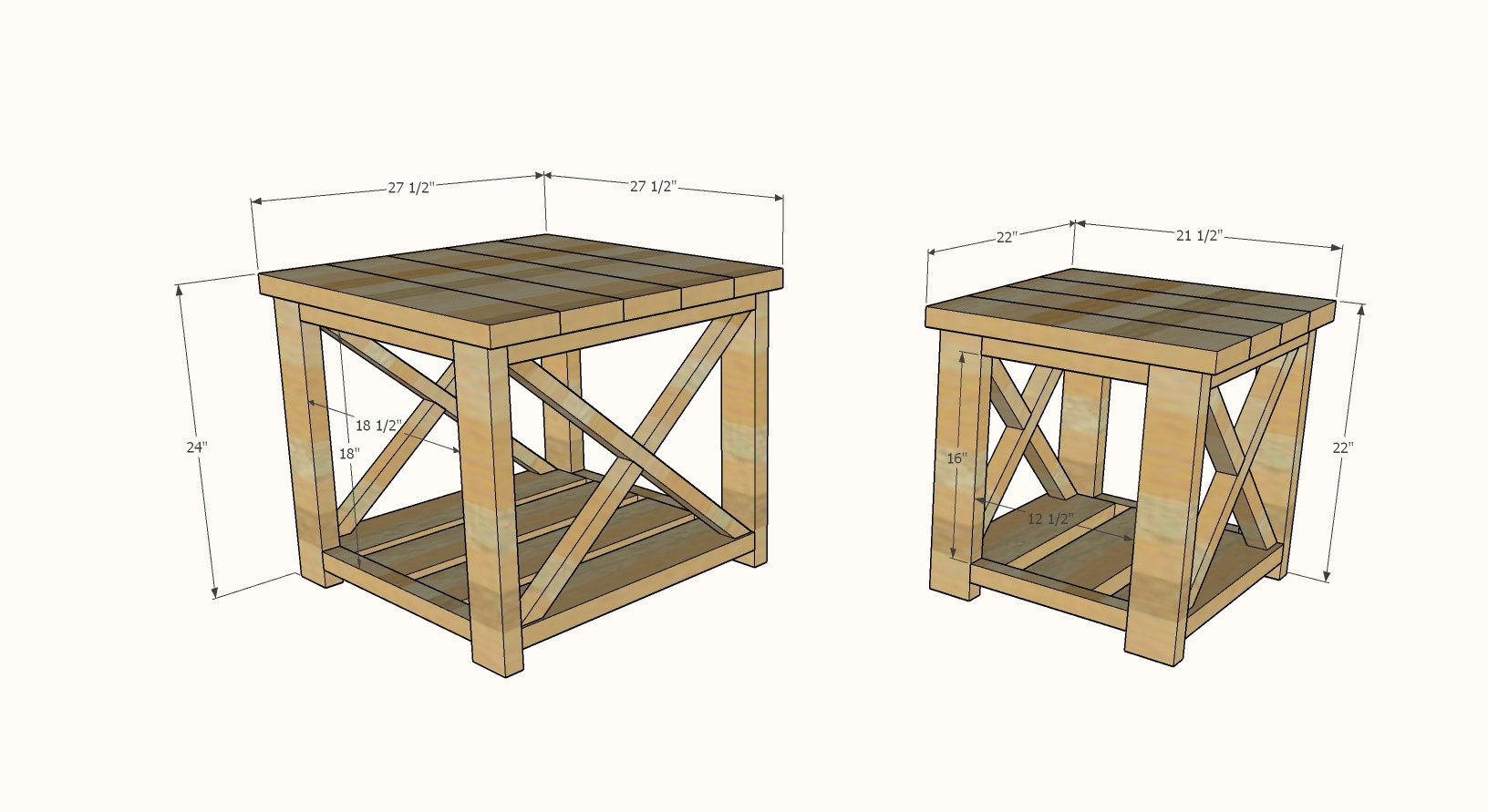 farmhouse side table dimensions