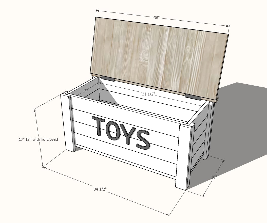 farmhouse toybox dimensions