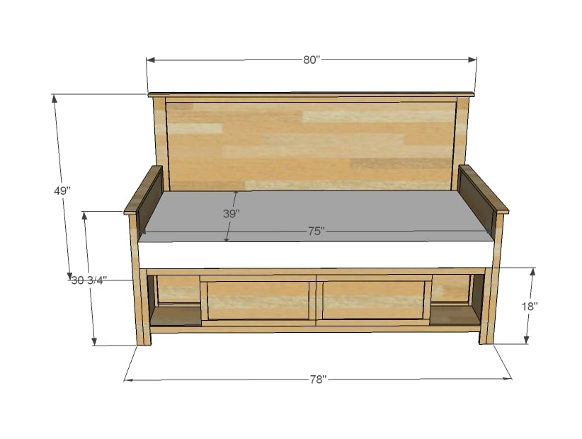 storage daybed dimensions