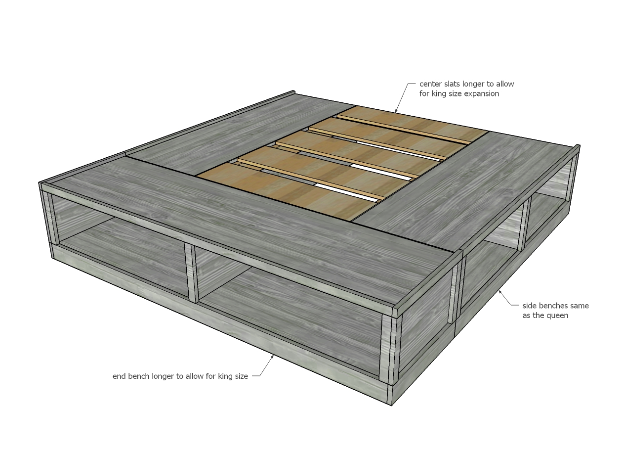 wood storage bed frame dimensions 