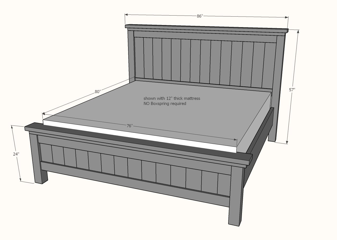Dimensions diagram for king farmhouse bed