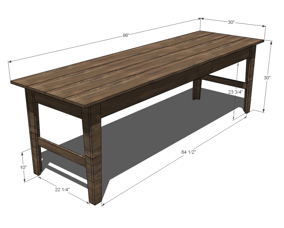 Ana White | Build a Narrow Farmhouse Table | Free and Easy DIY ...