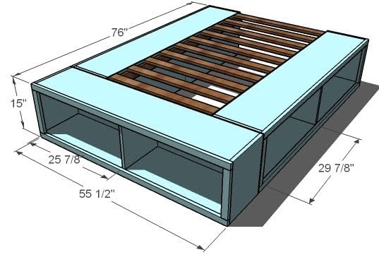 DIY Bed Frame with Storage Plans