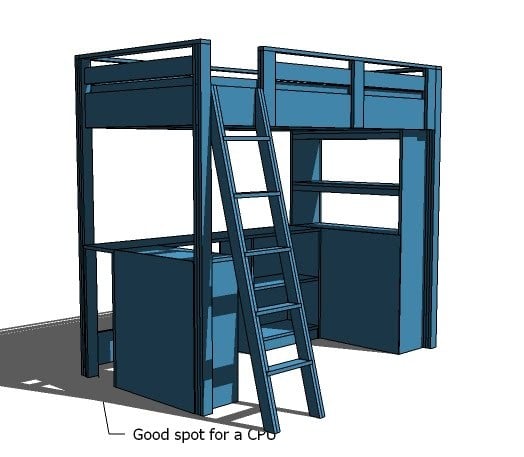 Ana White | Build a Loft Bed Small Bookcase and Desk | Free and ...
