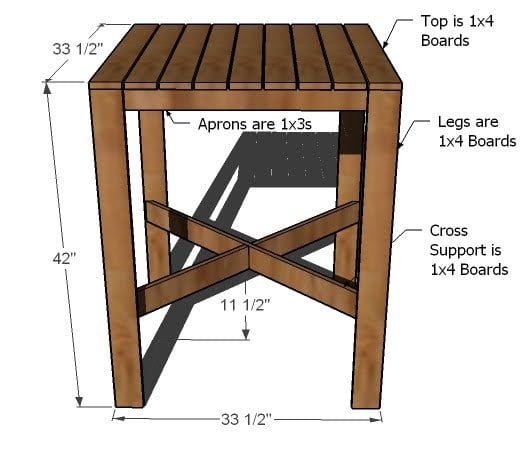 ... Bar Table, X Base | Free and Easy DIY Project and Furniture Plans