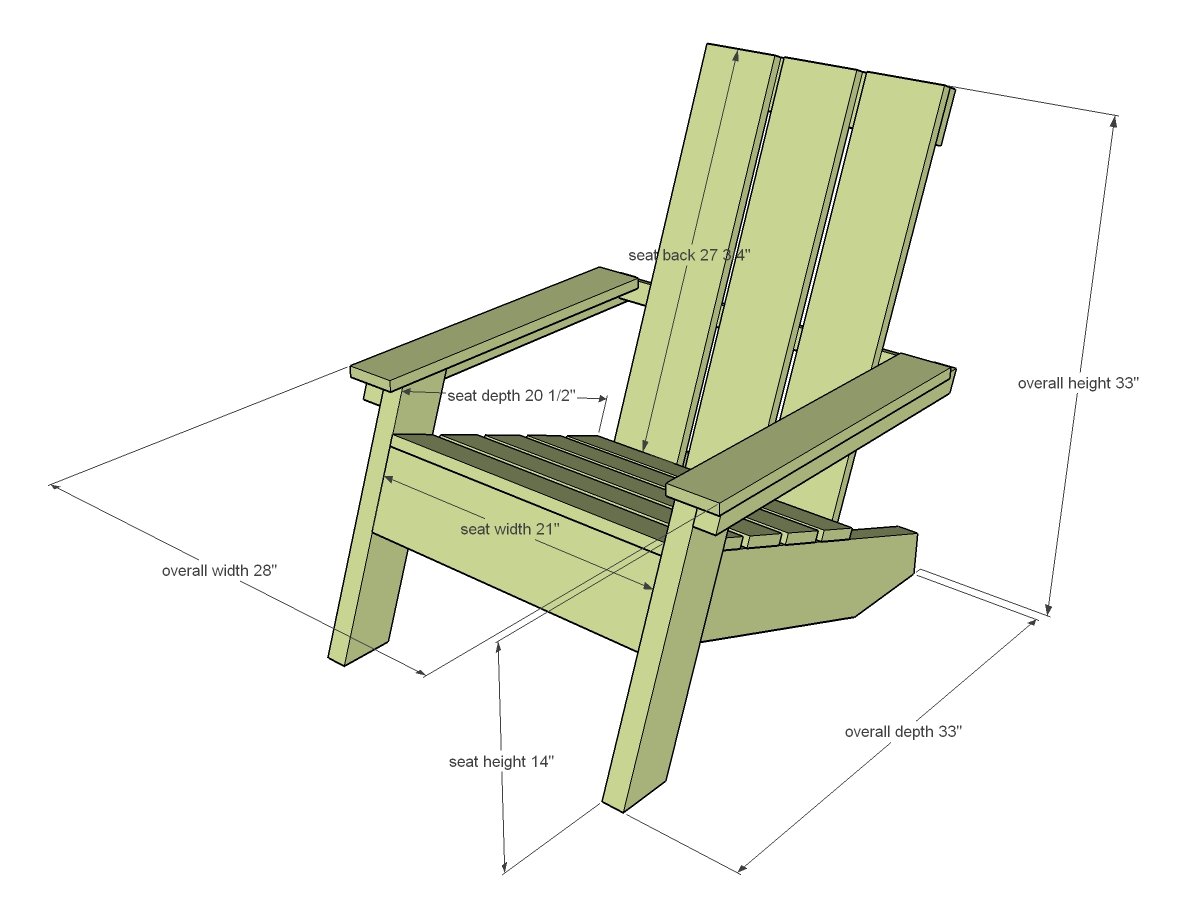 dimensions diagram for modern outdoor chair