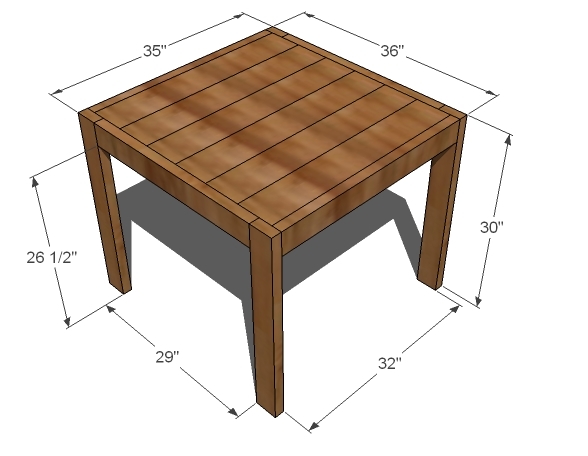 square farm table dimensions
