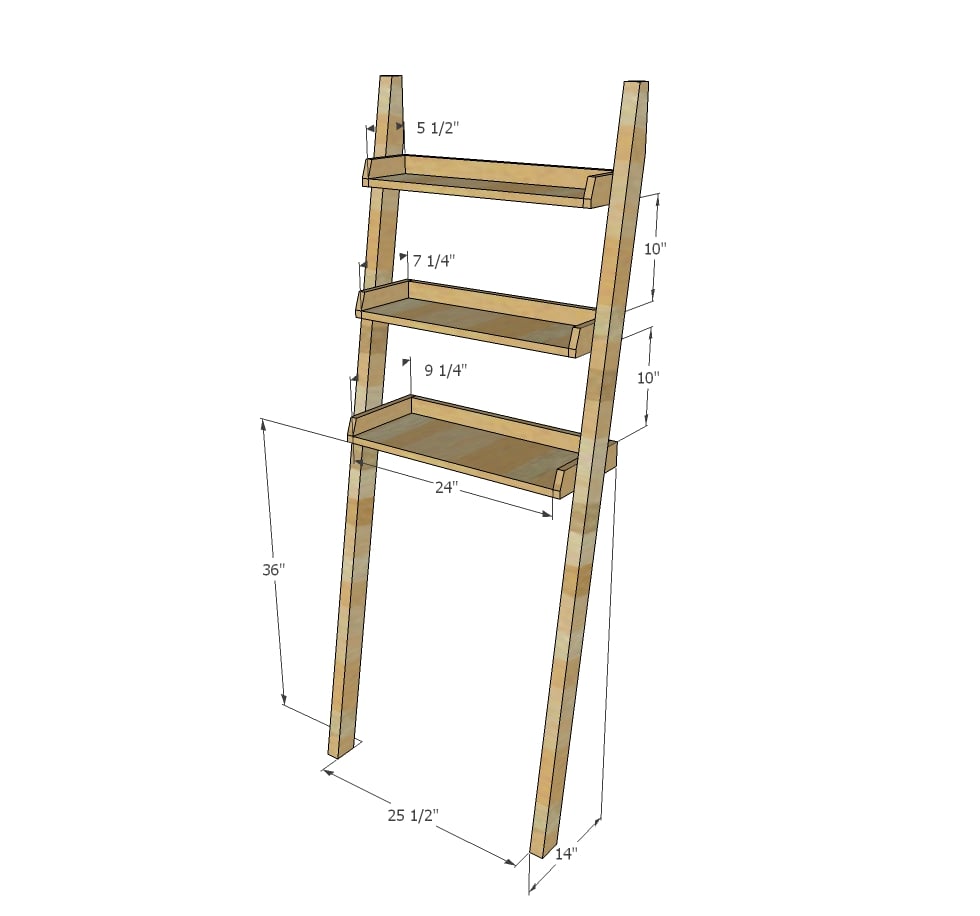 over toilet ladder shelf dimensions