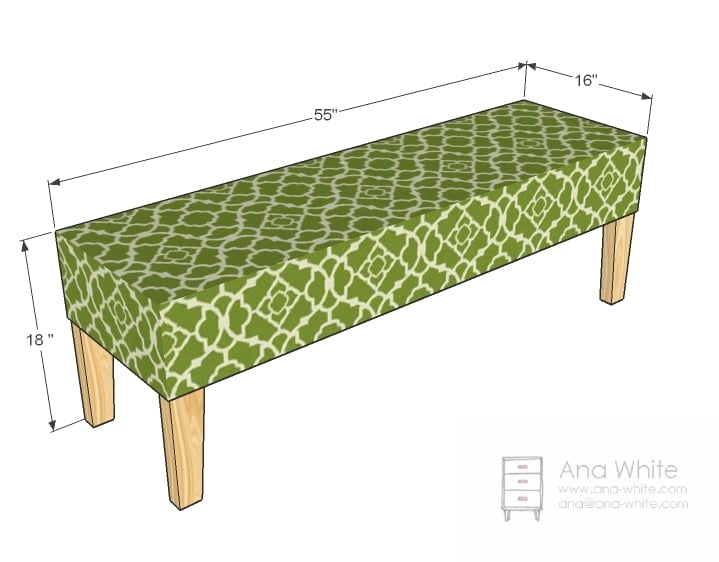 Ana White | Easiest Upholstered Bench - DIY Projects