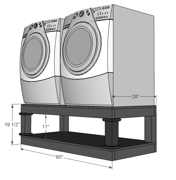 dimensions diagram for the laundry base