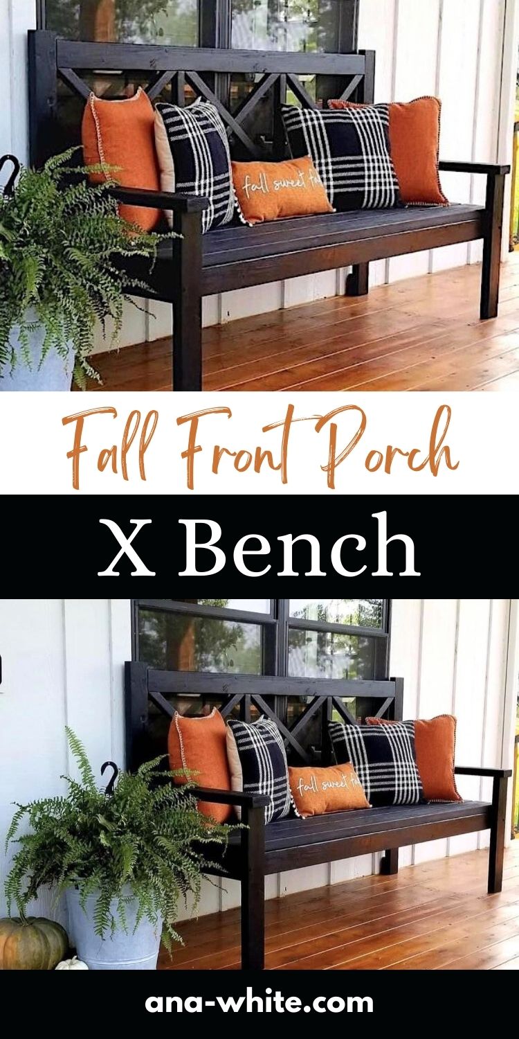 Fall Front Porch X Bench