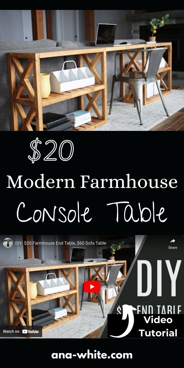 $20 Modern Farmhouse Console Table - Inspired by Pottery Barn Grove Console Table
