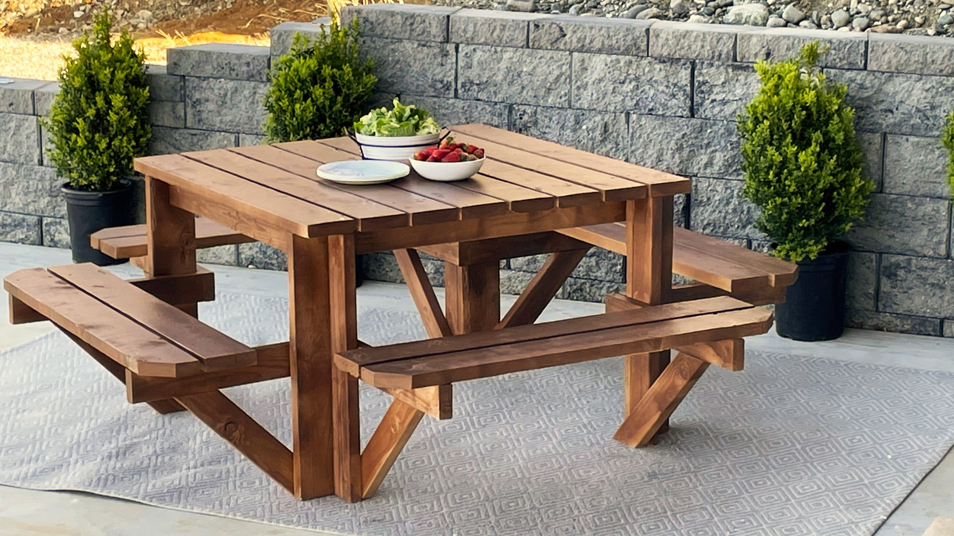square picnic table outdoor table picnic
