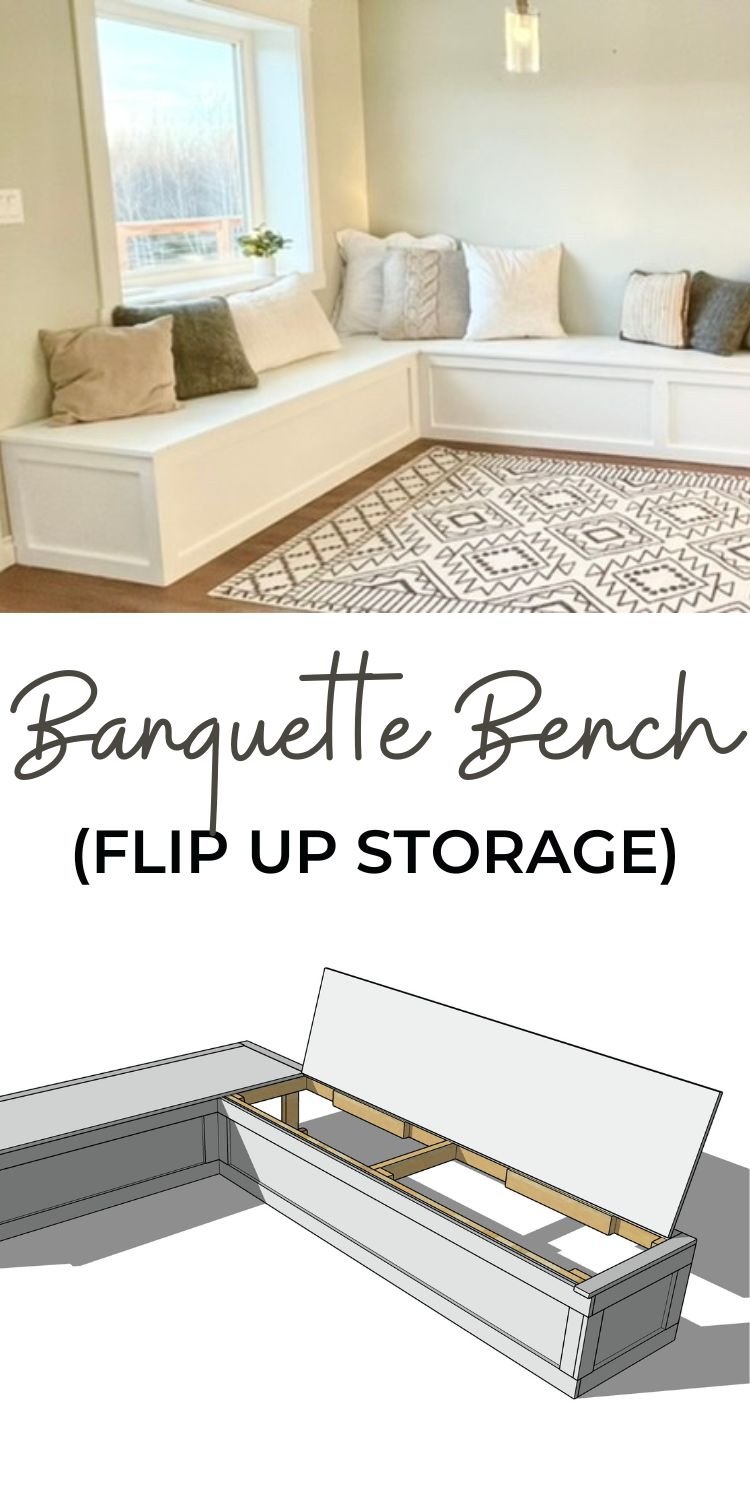 Banquette Bench with Flip Up Storage - Customizable Size and Shape