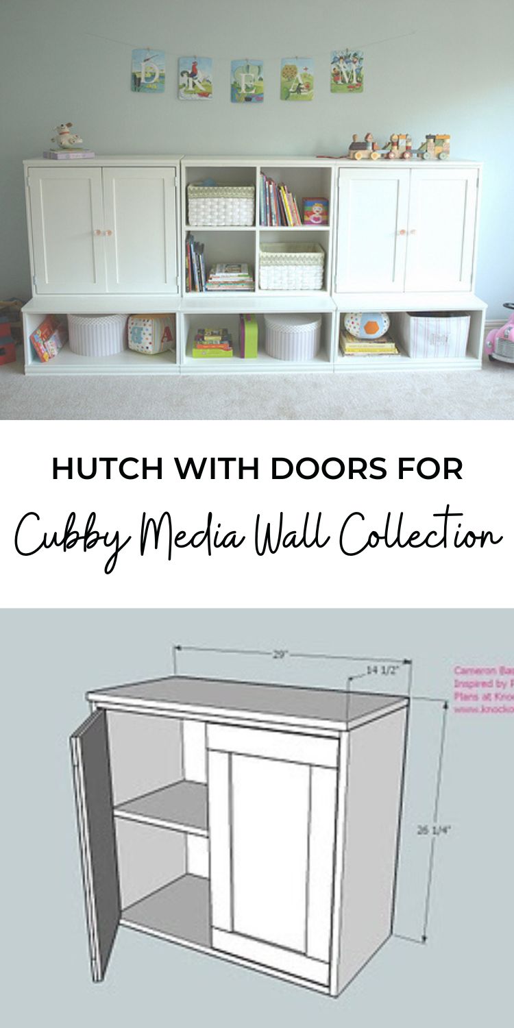 Hutch with Doors for the Cubby Media Wall Collection
