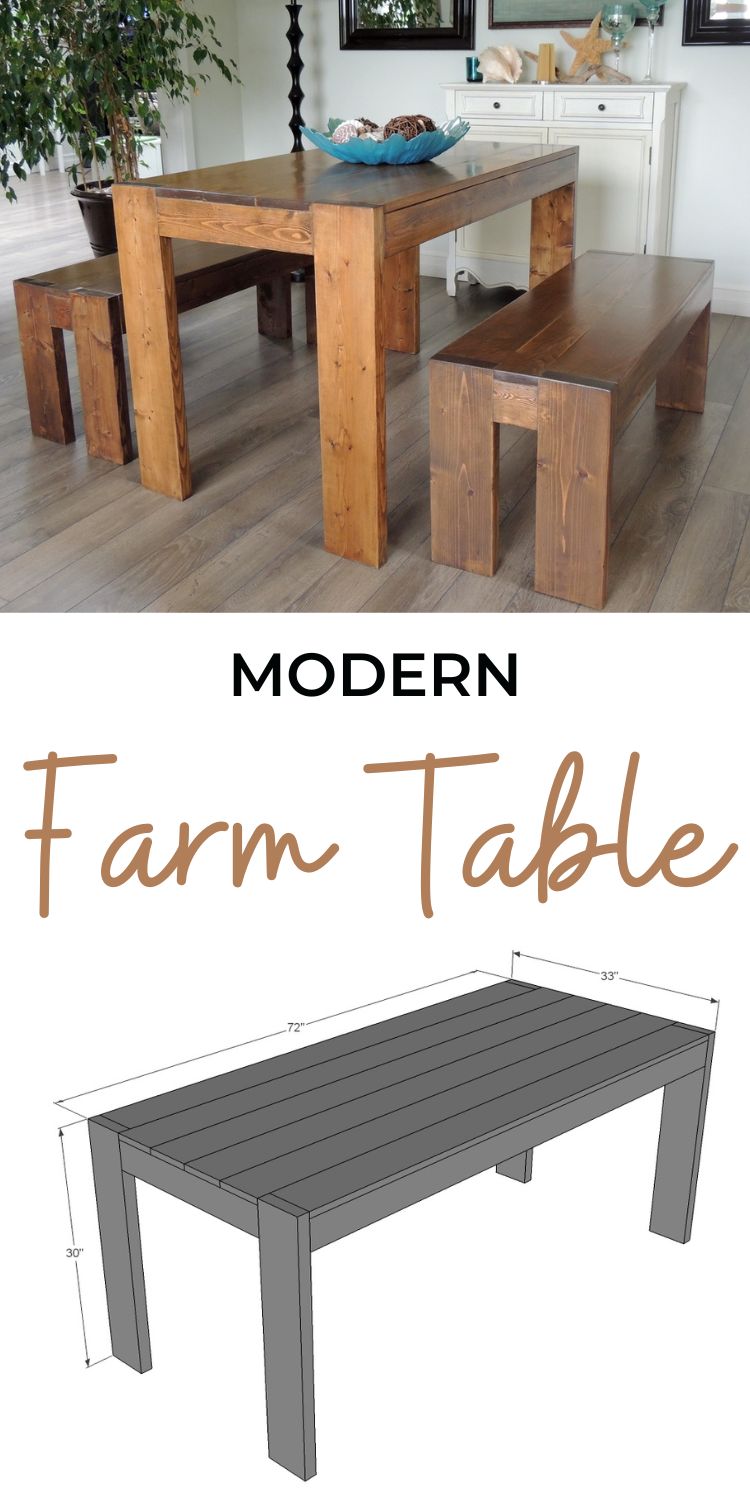 Modern Farm Table - New Pocket Hole Plan
