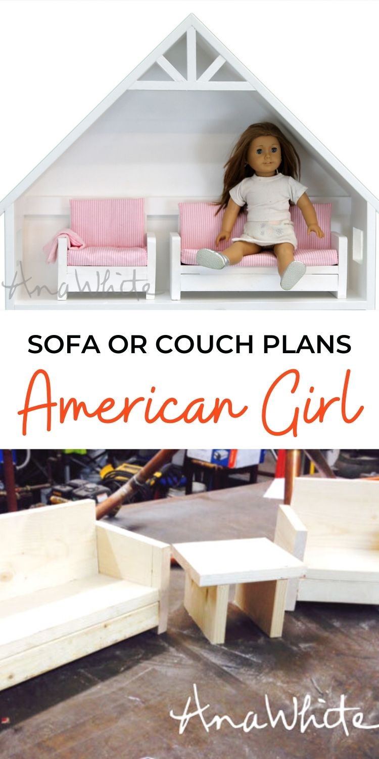 American Girl or 18" Doll Sofa or Couch Plans