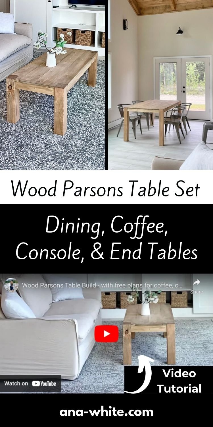 Wood Parsons Table Set (Dining, Coffee, Console, End Tables)