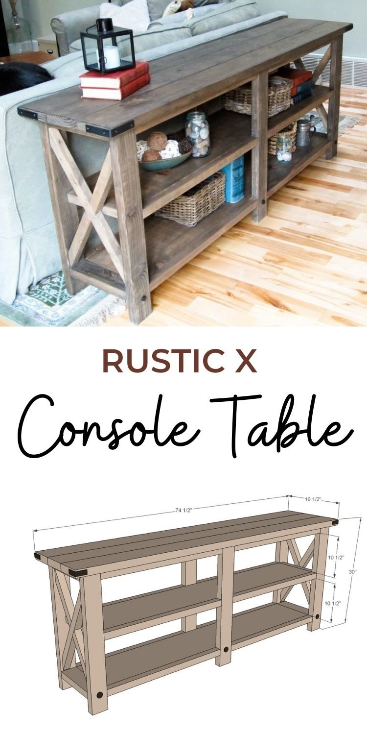 Rustic X Console Table