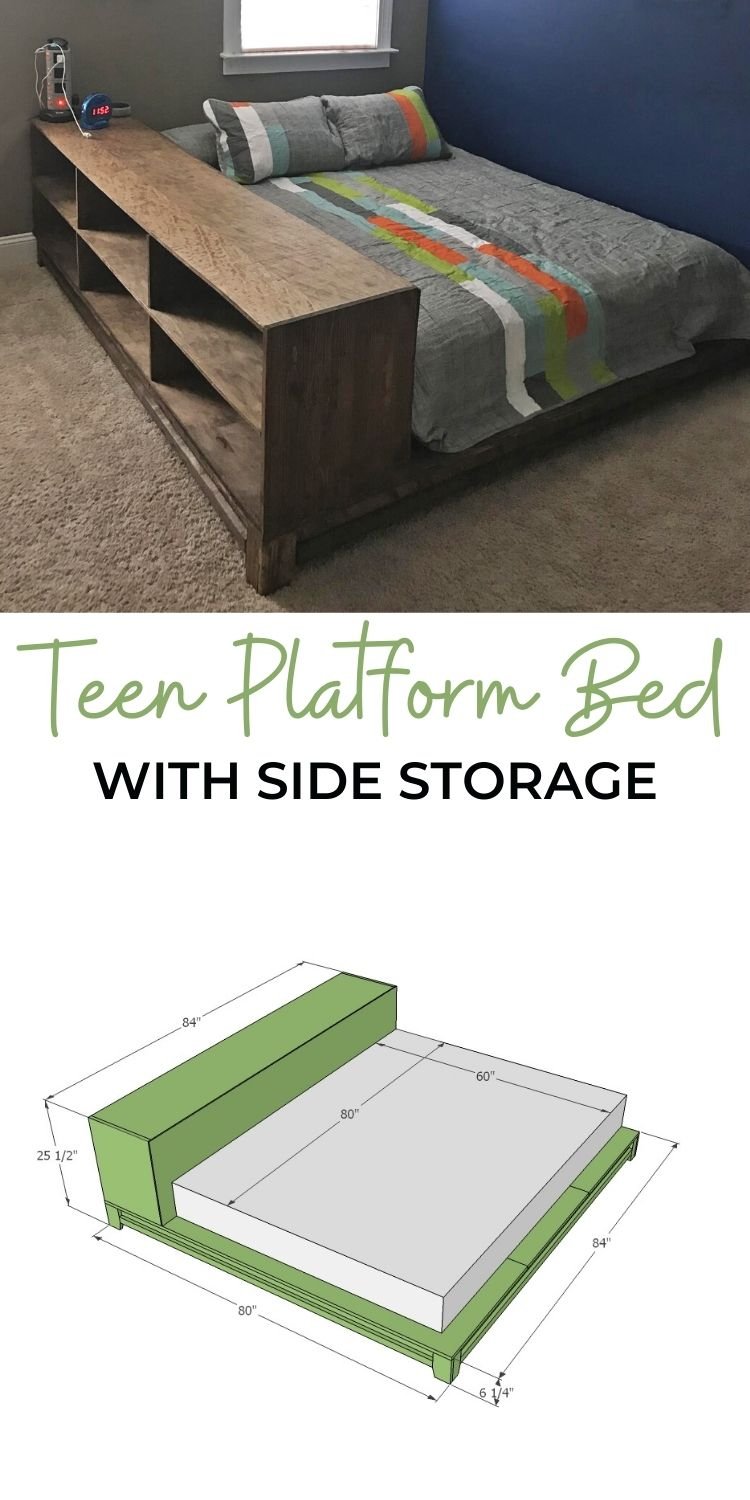 Teen Platform Bed with Side Storage