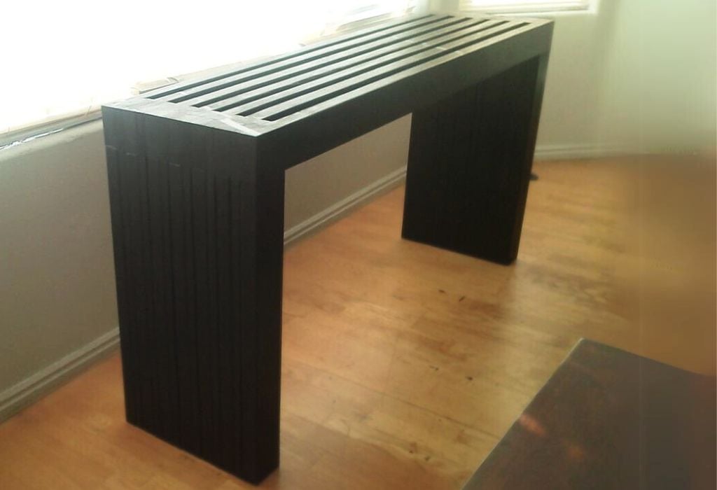 wood slat modern outdoor console table