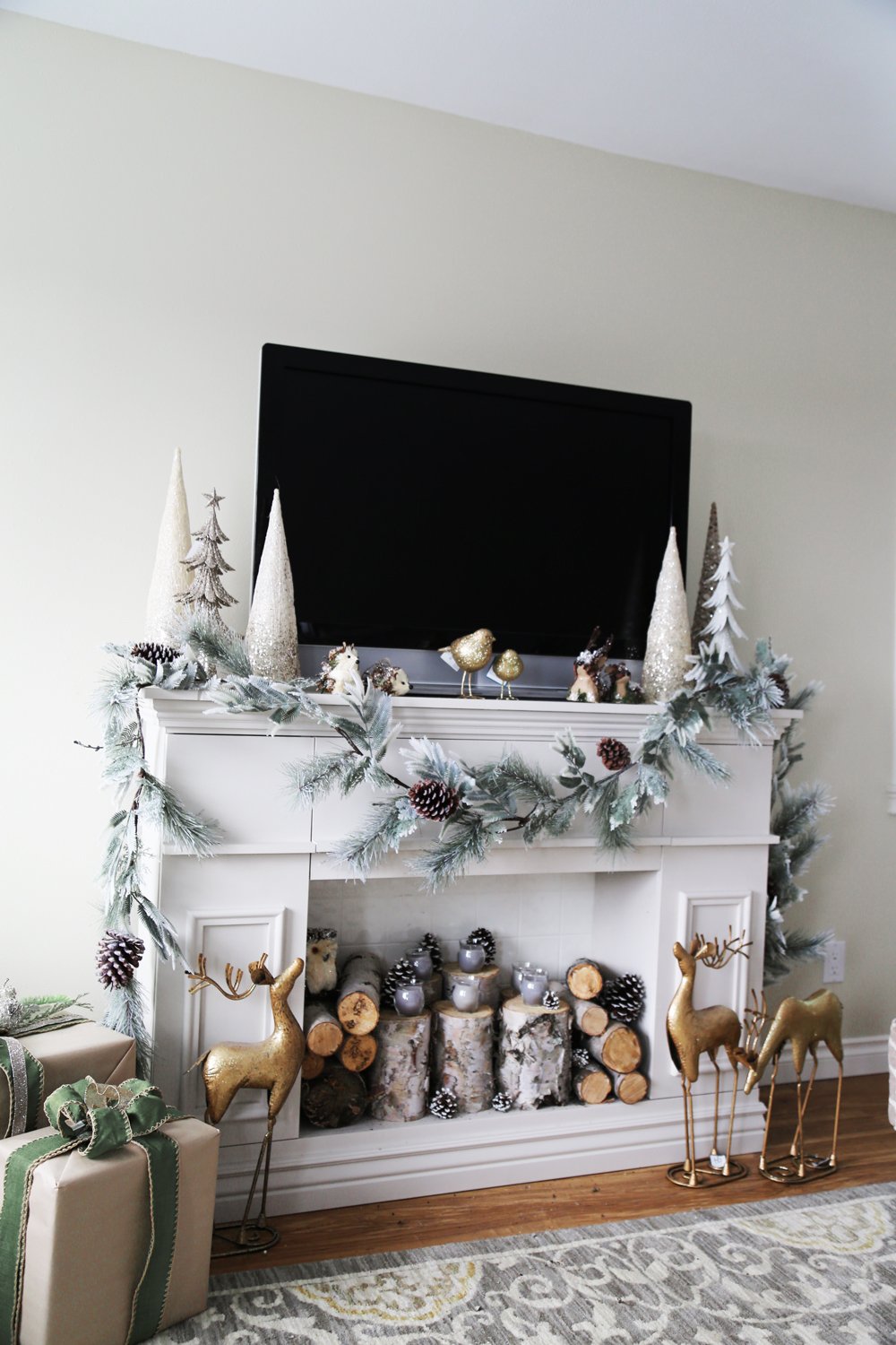 faux fireplace decorated