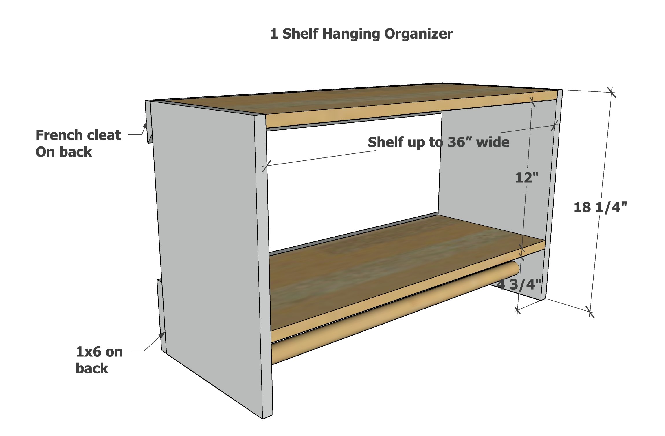 modular closet organizer hanging one shelf