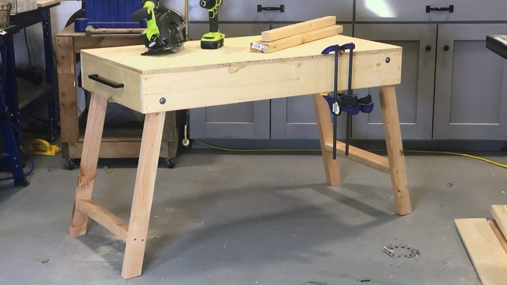 portable workbench folded out