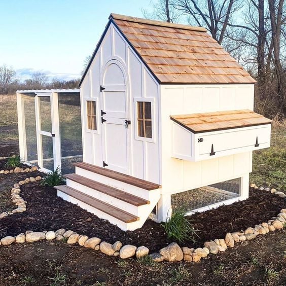 chicken coop plans with run white farmhouse style