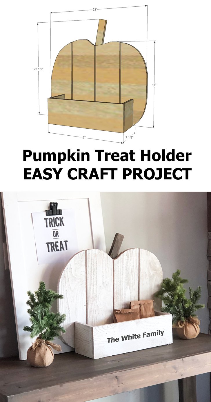 trick or treat candy holder wood pumpkin