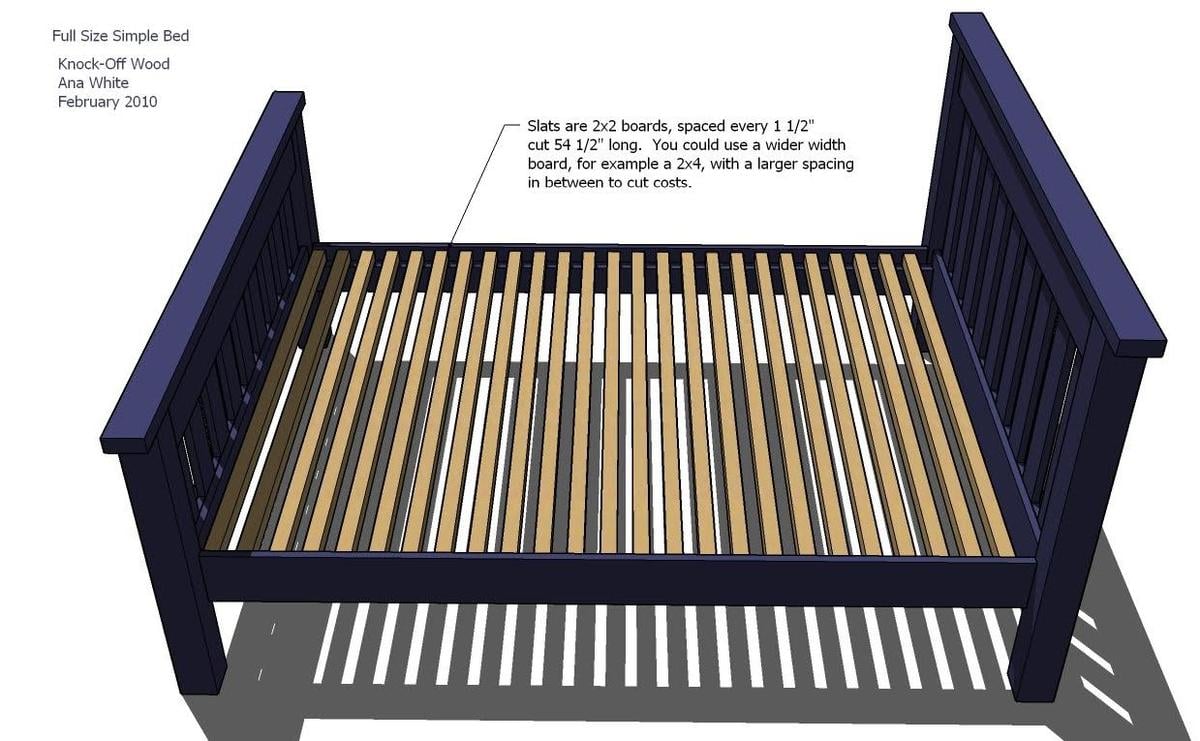 Full Size Bed Frame with Slats