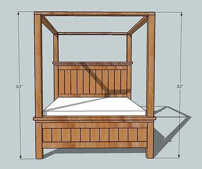 dimensions diagram for farmhouse bed with canopy