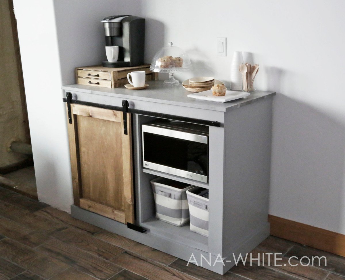 Barn Door Cabinet With Mini Fridge And Microwave Ana White