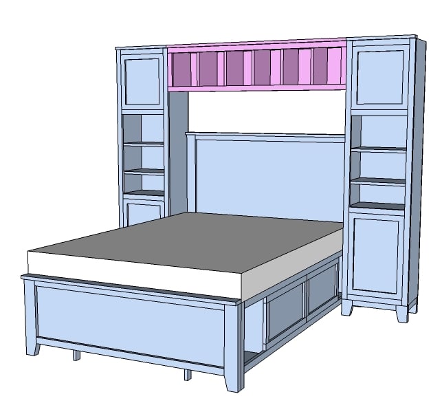 Bed with Headboard Storage