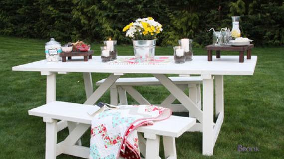 farm table outdoor painted white 