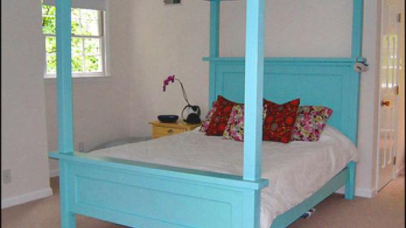 farmhouse bed with canopy added to the top