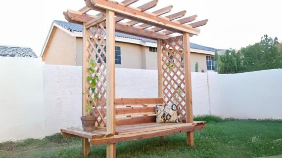 outdoor bench with arbor