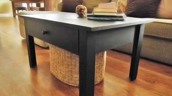 black coffee table with drawer