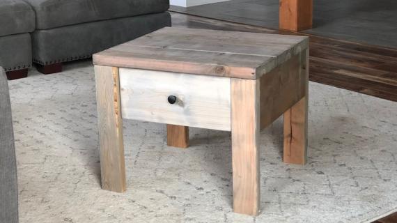 modern farmhouse nightstand with reclaimed wood