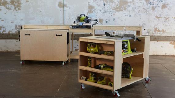 roll away workbench with miter saw stand