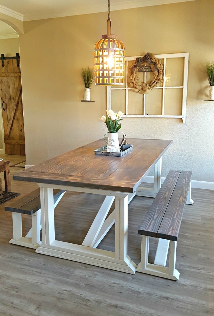 Ana White | Rekourt Dining Room Table and benches - DIY Projects
