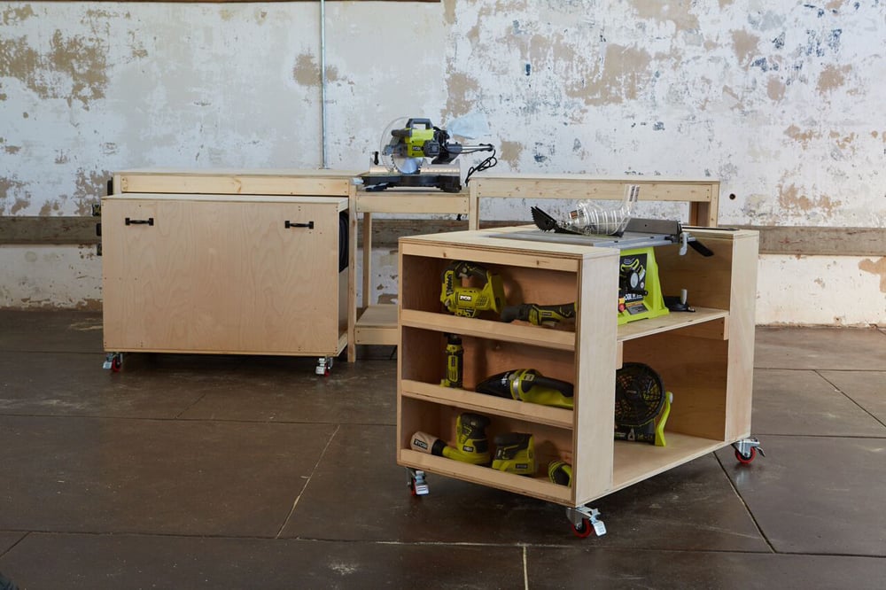 workbench with one cart out