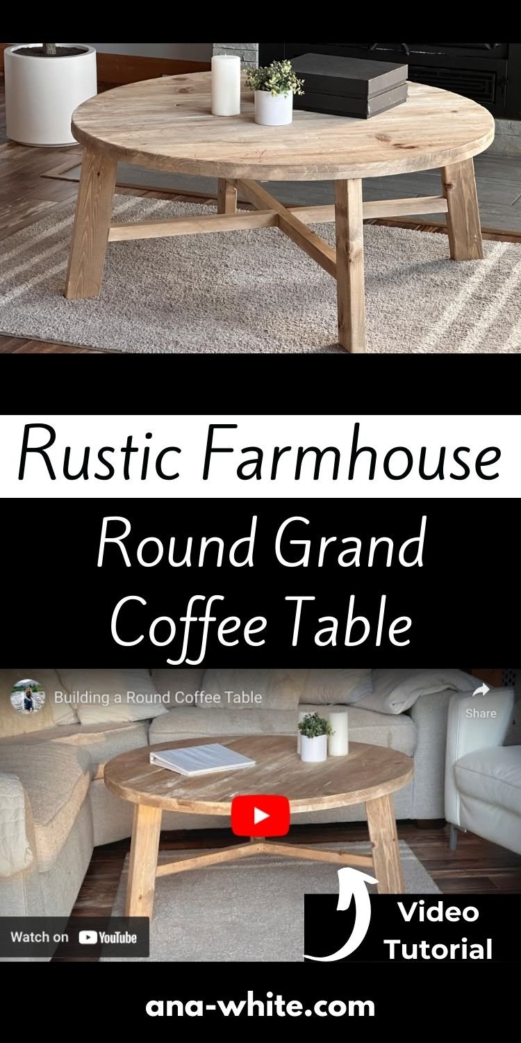 Rustic Farmhouse Round Grand Coffee Table