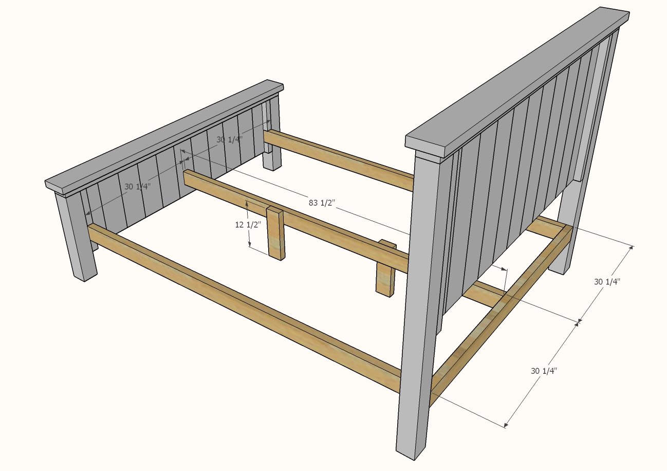 diagram showing center legs on bed frame