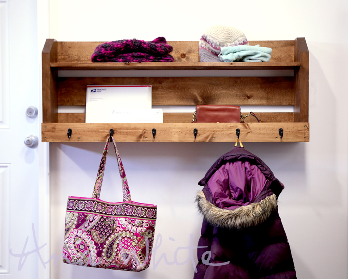 pallet inspired coat rack shelves