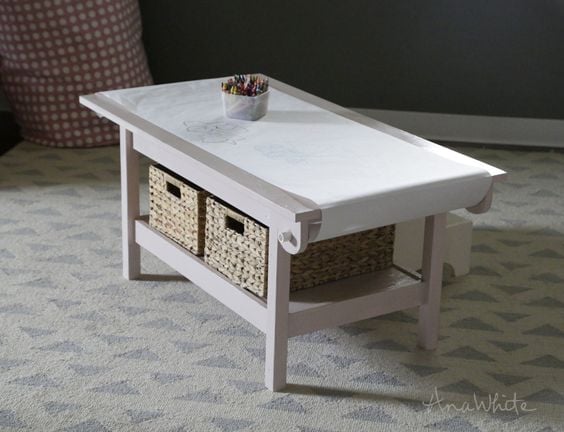 multifunctional coffee table with paper roll art table