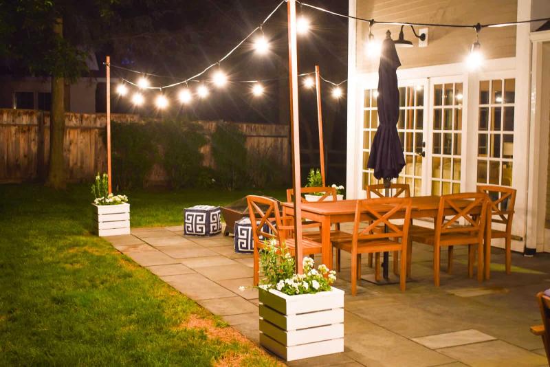 planter with pole for lights outdoor light planter