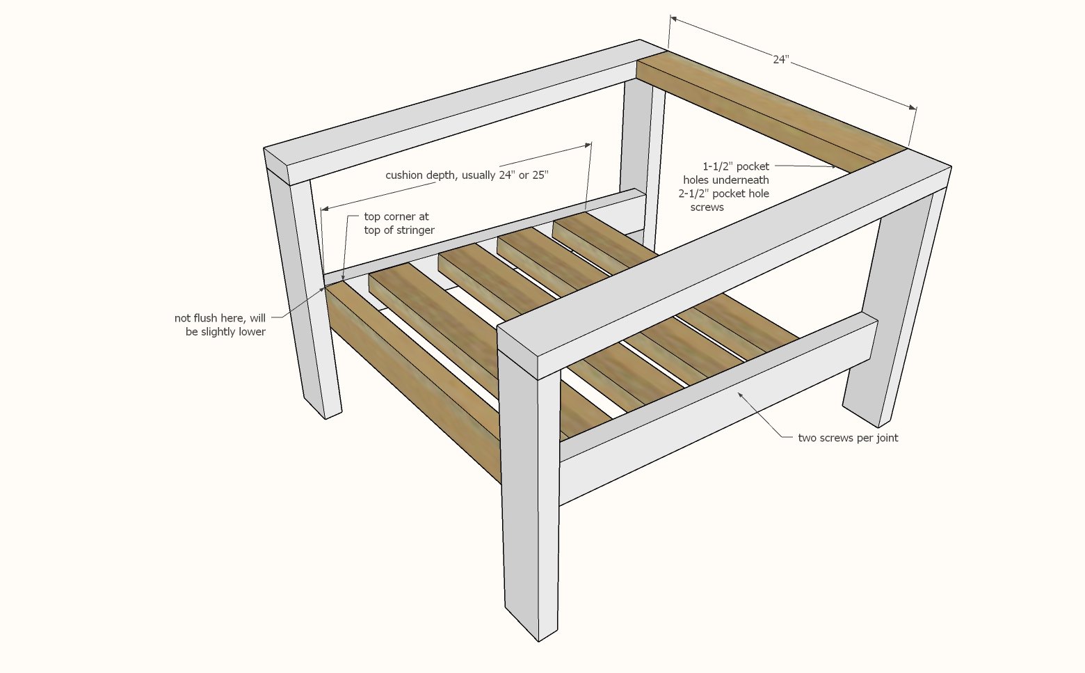 Wood Outdoor Chair for Deep Seat Cushion