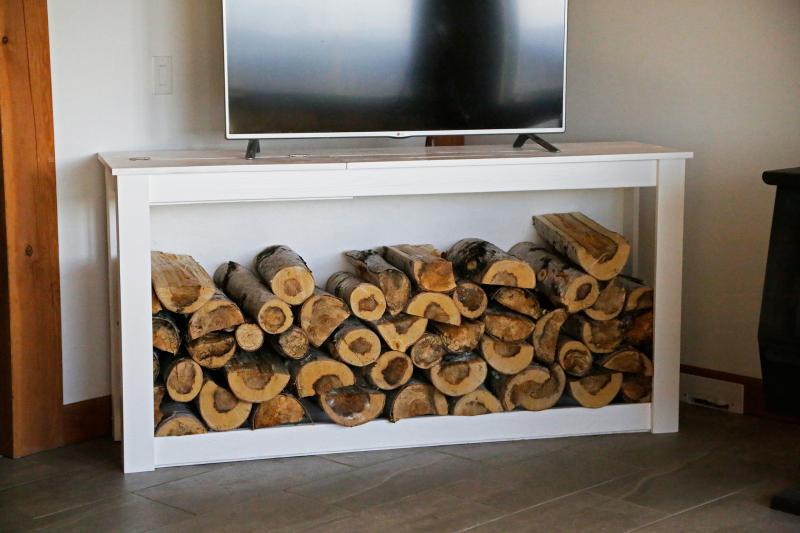 diy firewood console table 